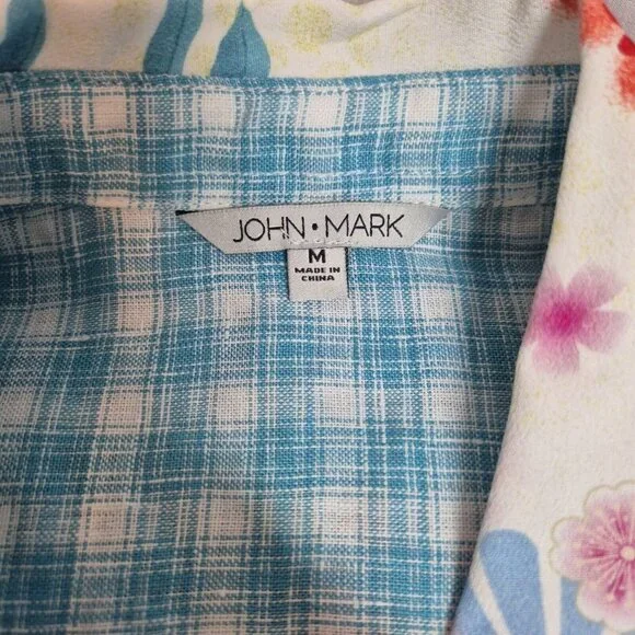 John Mark Women’s Shirt Top Embroidered Floral 3/4 Sleeve Button  Tunic  (9) - Picture 7 of 12